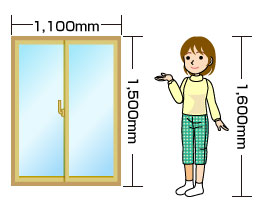 7. 窓のサイズ：W1100mm×H1500mm