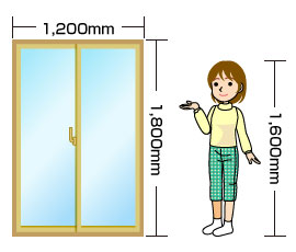 10. 窓のサイズ：W1200mm×H1800mm